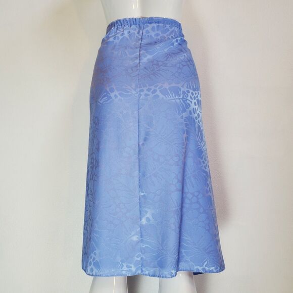 Vintage 80s Periwinkle Leaf Tulip Skirt - Picture 3 of 5